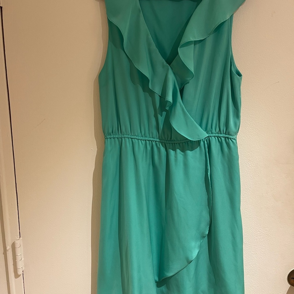 Bcbg generation teal flutter faux trap dress